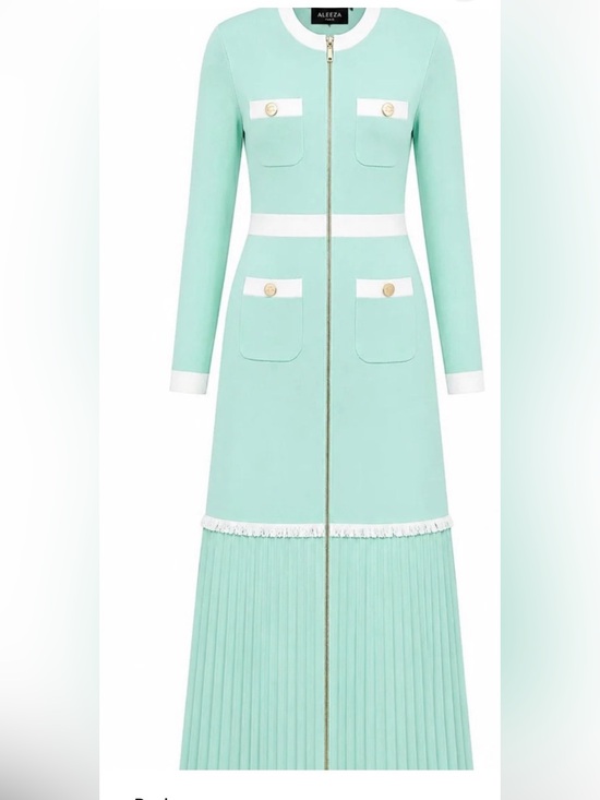 Dresses & Skirts - Aleeza Paris NWT Jelly Mint Green L Zip Front  with White Trim